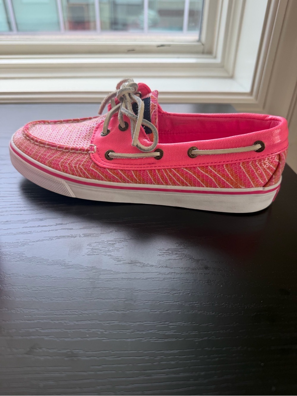 Sperry Top Sider Hot Pink and Orange Sequin Boat Shoe 7M - Picture 10 of 11